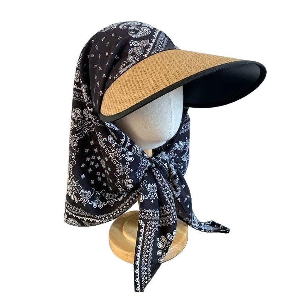 Fashion Empty Top Summer Beach Hat Anti-UV Breathable Headscarf Sunscreen Hat Korean Portable Visor Women Girls