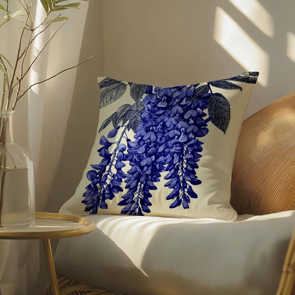 

Wisteria Magazine Print Pillow Case Silky elegant Comfort Sofa Bed Invisible zipper 30X30cm