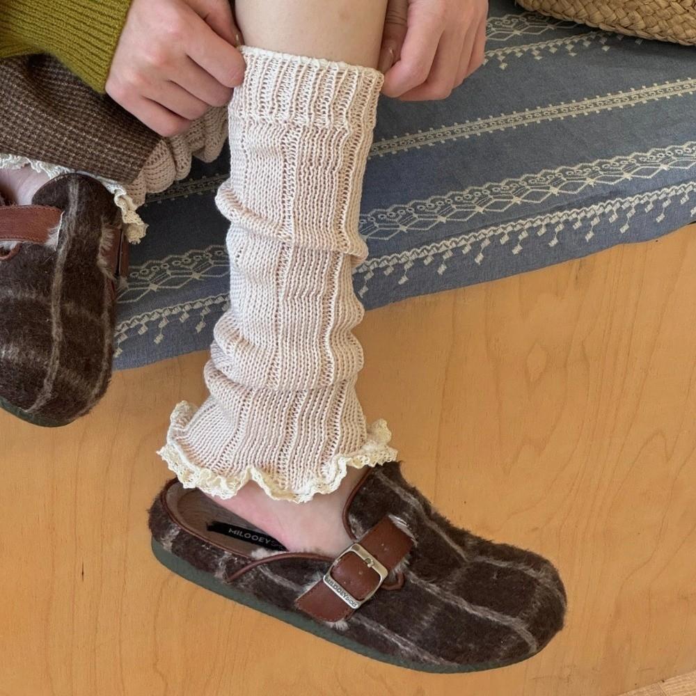 Y2K Pletené návleky na nohy Jednobarevné Dlouhé podkolenky Sladké ponožky do bot Podzim a Zima