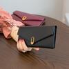 Ekte skinn lange damelommebøker Myk 100% kalveskinn konvoluttlommebok for damer Mote Hasp-veske Clutchveske Merket Billfold