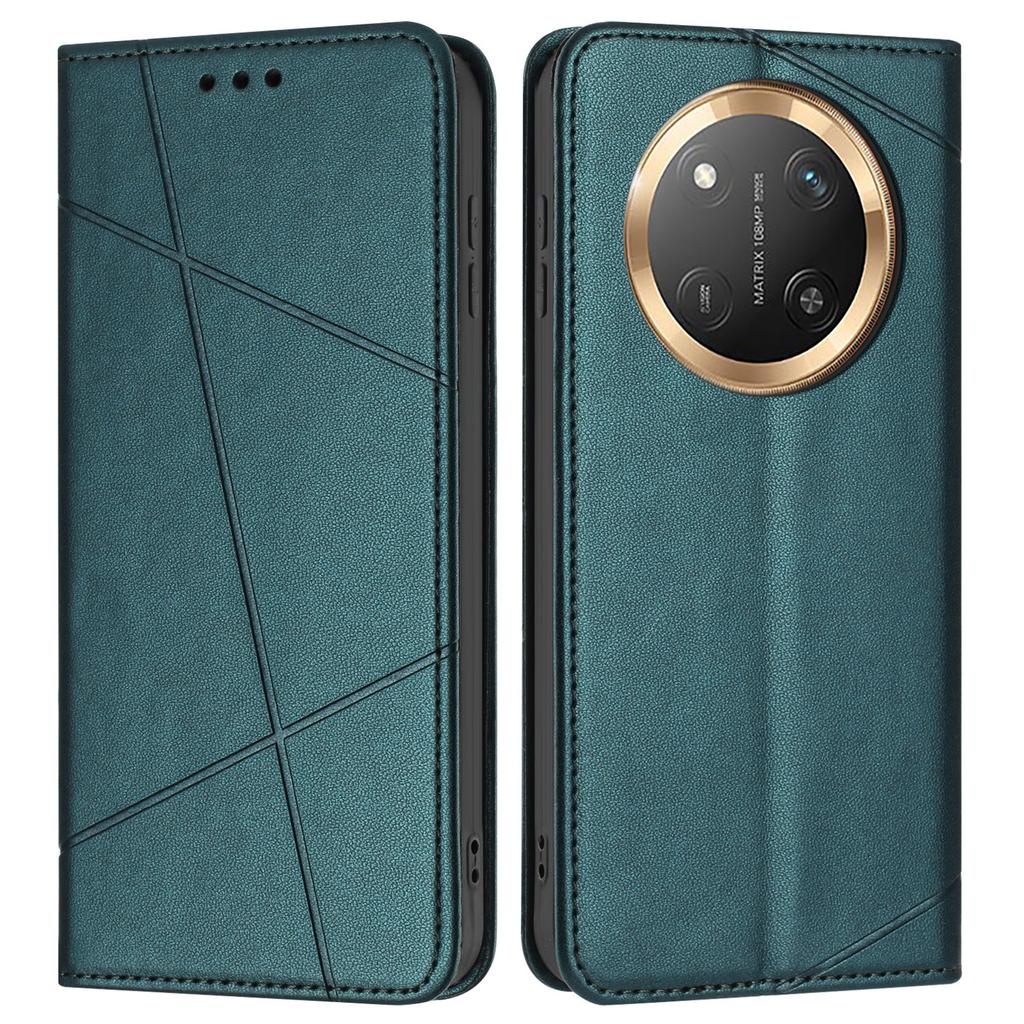 Wallet Case for Honor X60 Pro 5G/X9c 5G/Magic7 Lite 5G Line Imprinted Leather Stand Phone Cover with Wrist Strap