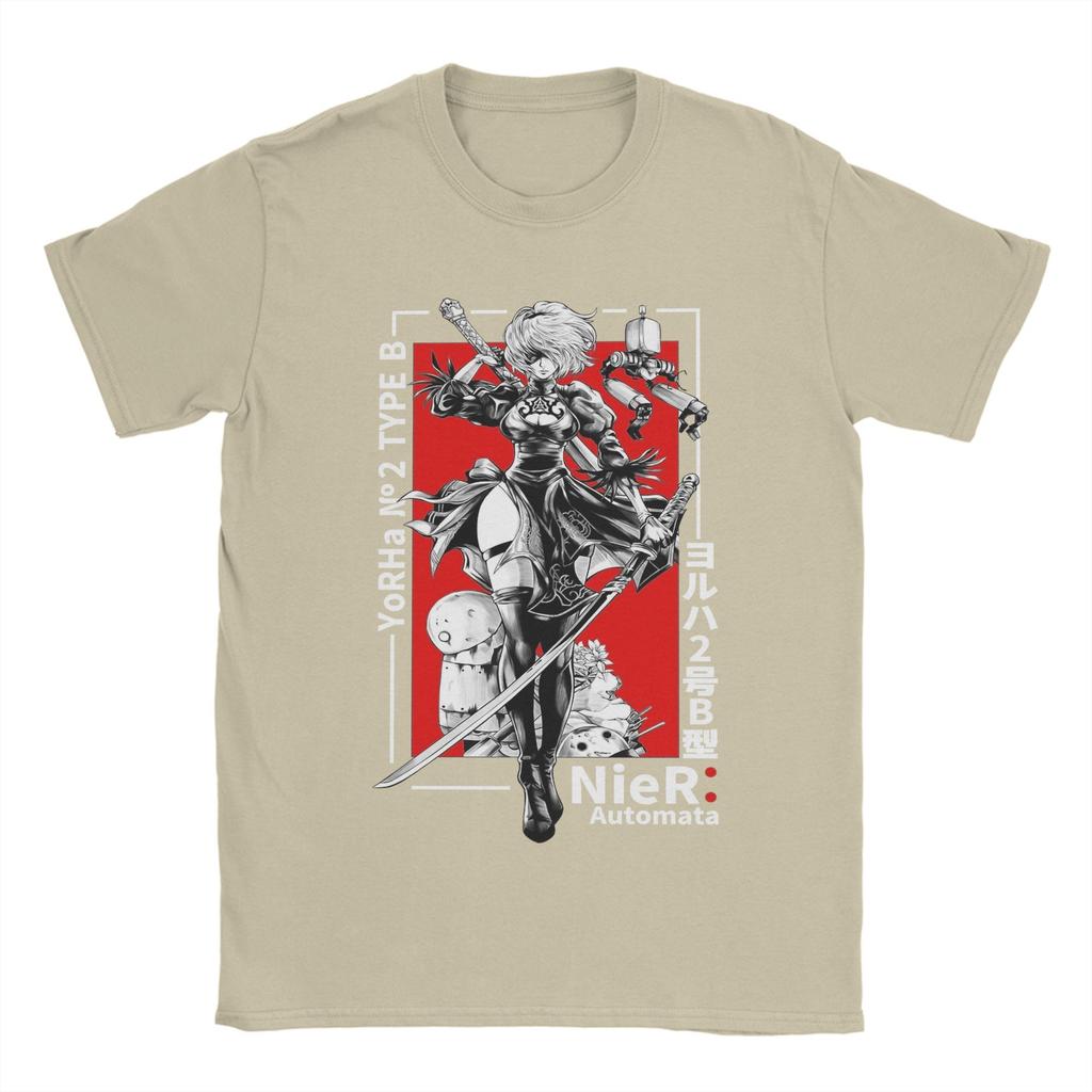 Nier Automatas Men's T Shirt  Creative Tees Short Sleeve Crew Neck T-Shirts Pure Cotton Printed Tops