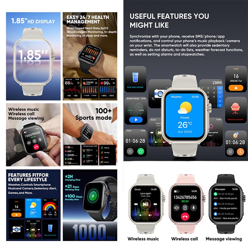 Smart Watch Ultra 2 SE Men Women 1000mAh AMOLED Heart Rate 100+Sport Bluetooth Call GPS Track Waterproof Smart Watch IOS Android