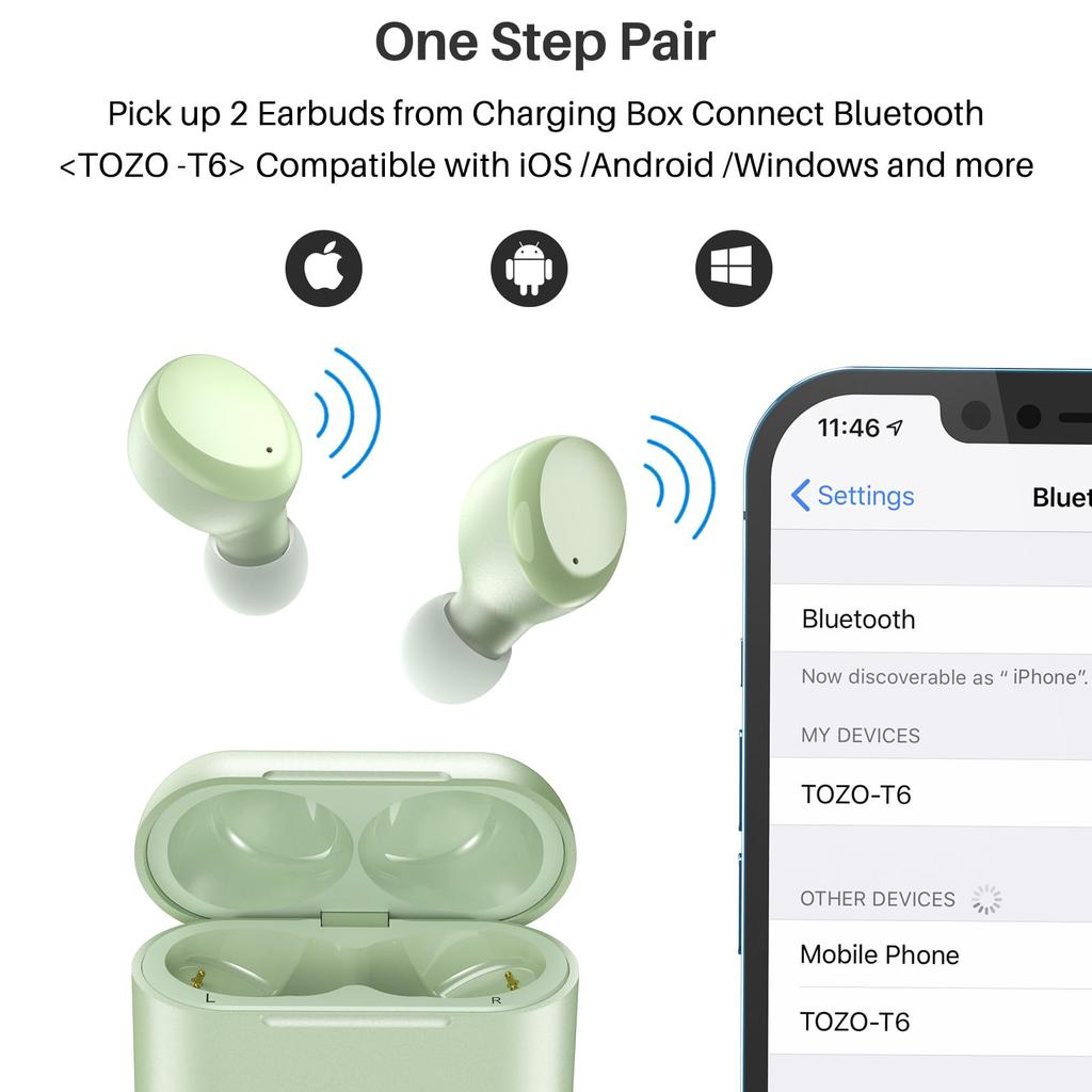 TOZO wireless earphones with a comfortable warm custom EQ for cooler and a dedicated Features include IPX8 lightweight up to 45 hours of playback AI