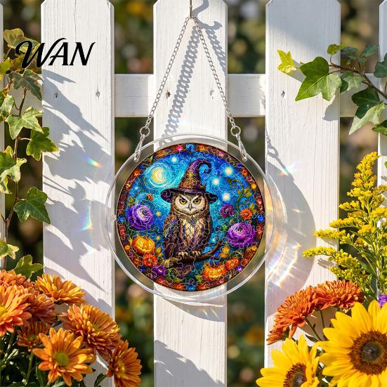 Indoor Outdoor Halloween Decor Acrylic Puzzle Suncatcher, 7.87 Inch Sun Catcher Window Living Room Hanging Ornament, Ideal for Gifting and Home