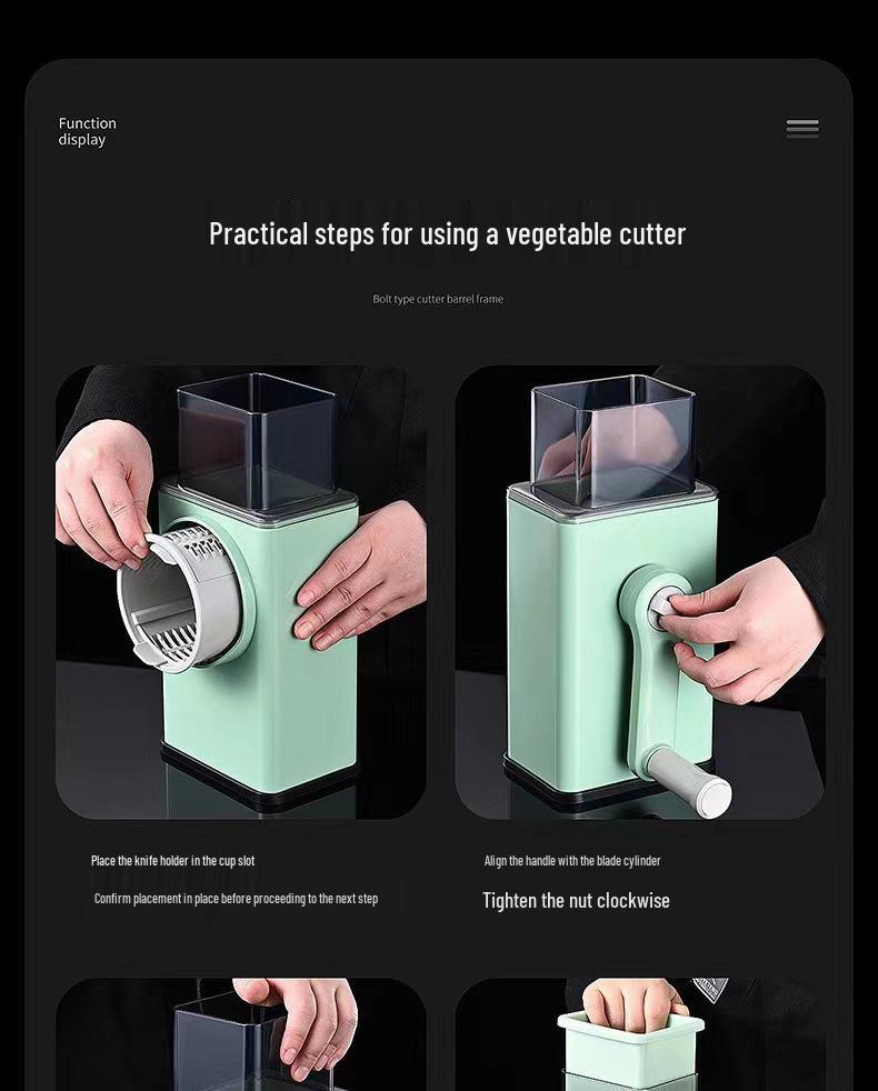 Multifunctional Roller Vegetable Cutter & Grater: Slices, Shreds, and Grates Potatoes, Ginger, etc.