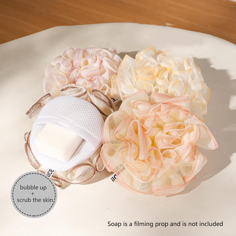 Easy To Clean Personal Care Soap Mesh Pouch Lanyard Bath Puff Fast Foaming Shower Net Bath Flower Scrubbing Bathroom Accessories