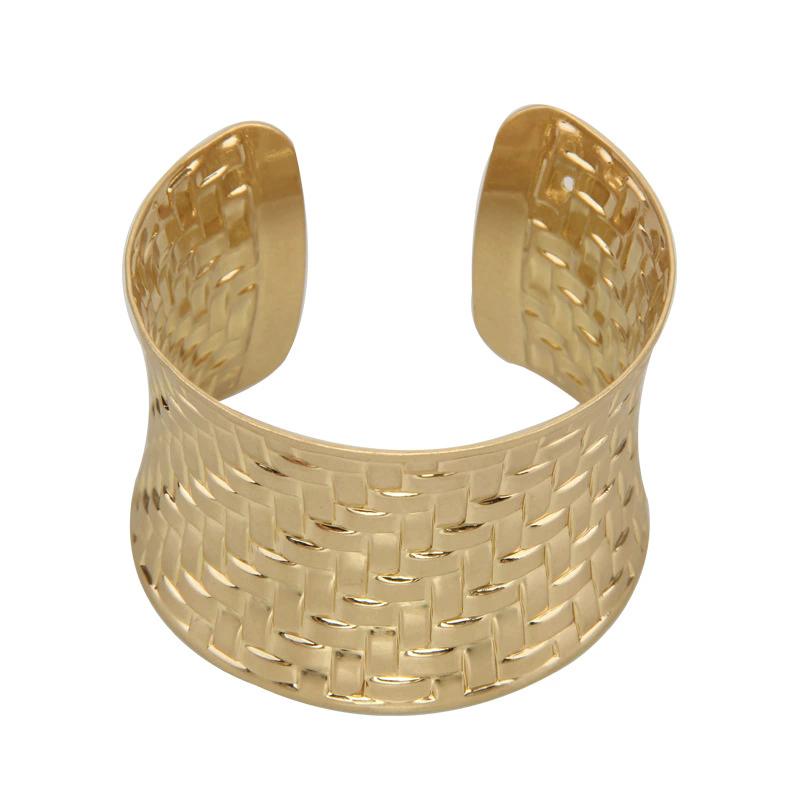Fashion Vintage Metal Woven Wide Self-Regulating Bangle Women Smooth Curved Open Bracelet Punk Jewelry Accessories