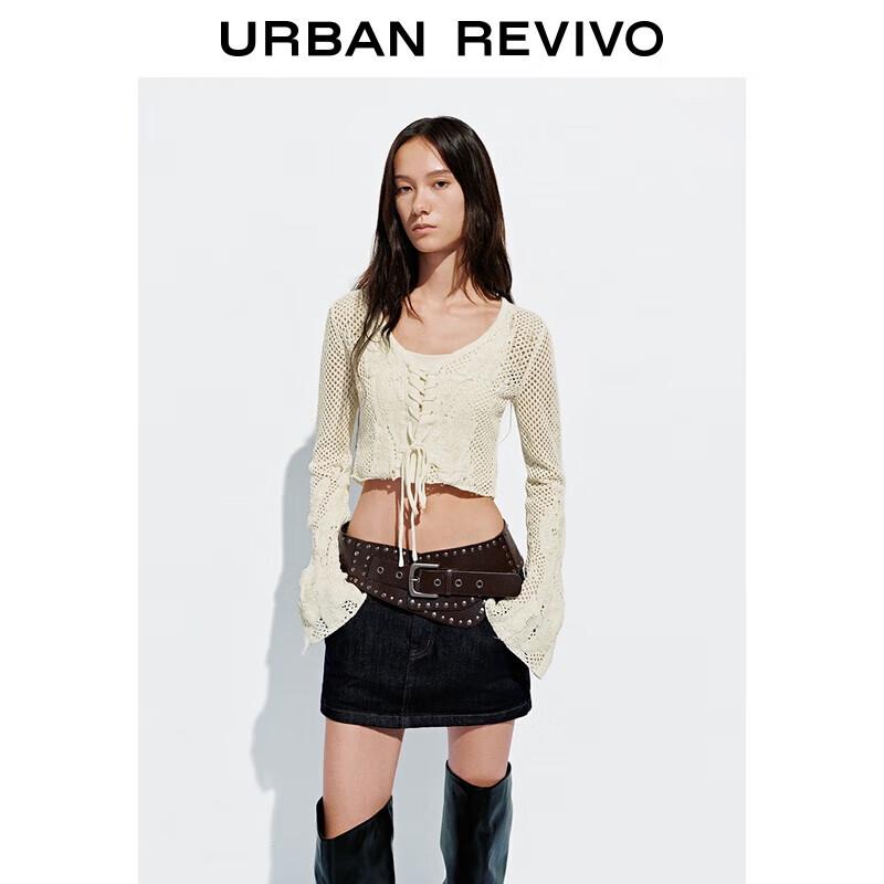 UR 2025 Autumn Designer Series Women's Hollow Knit Cardigan