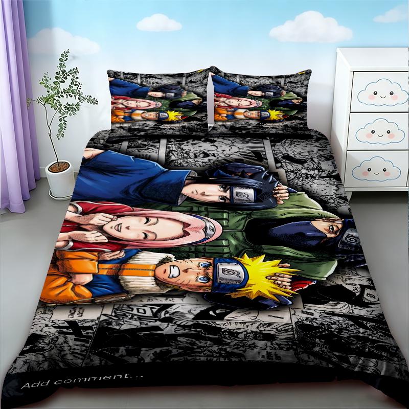 Duvet Cover Naruto Set Anime Print Pillowcase Quilt Cover Bedding Bag Set Queen King Size Digital Printing Kids Best Gifts