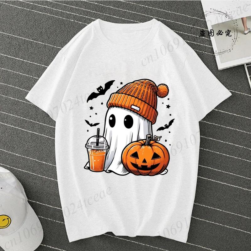 The Latest Hotselling Popular Halloween Pattern Shortsleeved Loose and Breathable Womens Crew Neck Cotton Tshirt