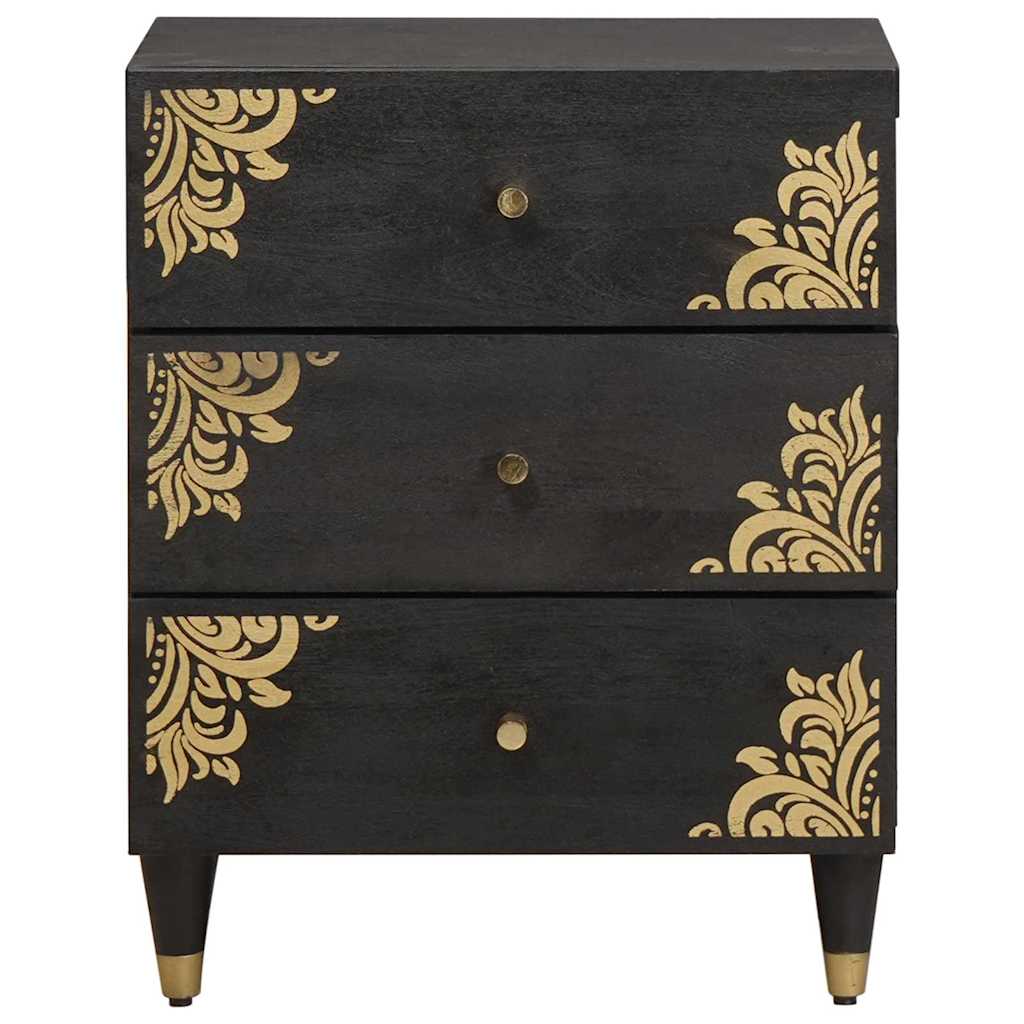 Nightstand Black 50 x 33 x 62 cm Solid Mango Wood