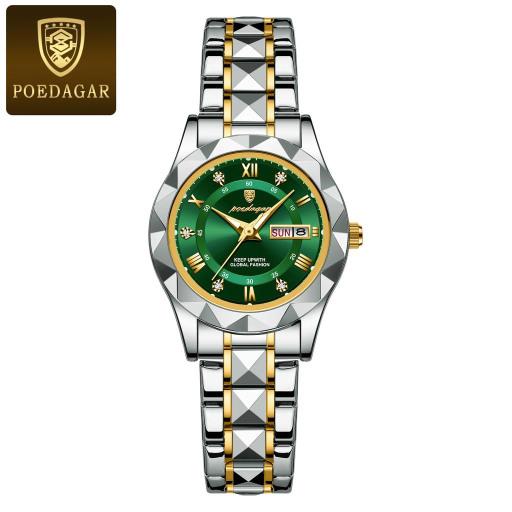 Luxury Brand New Women's Watch Waterproof Double Calendar Luminous Quartz Watch Diamond Ladies Business Clock