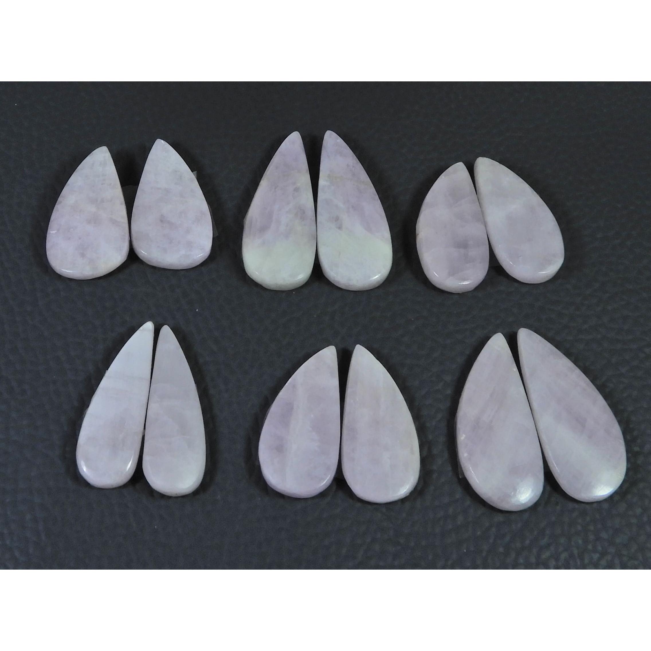 151Cts. Natural Pink Kunzite Matched Pair Pear Cabochon Gemstone 6Pair Lot C-1359