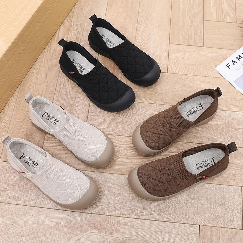 Spring and Autumn New Women's Cloth Shoes Soft Sole Soft Surface One Pedal Fashion Lightweight Comfortable Non-slip Work Shoes Single Shoes