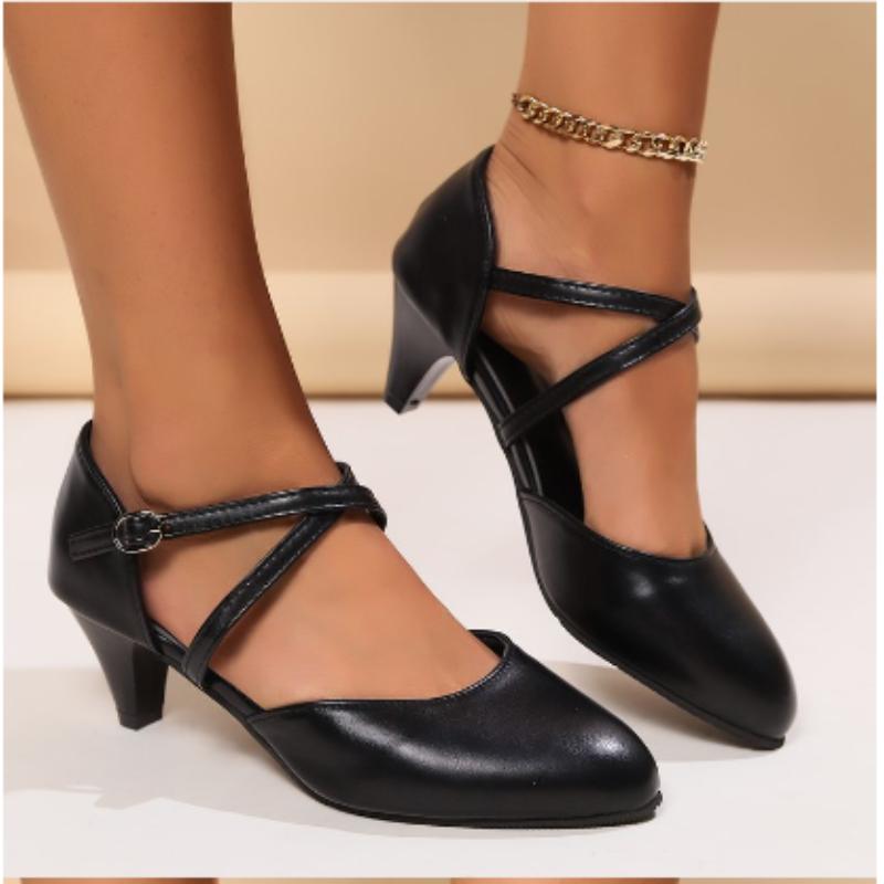 Fashion Black High Heels 2024 Summer Comfortable Shallow Office Ladies Shoes Fashion Pointed Platfor Sandals for Women Tacones Mujer