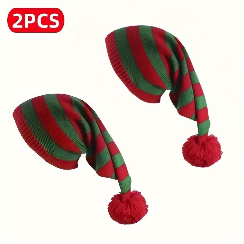 Christmas Knit Beanies, Santa Crochet Caps. Hand Wash, Polyester. Festive Holiday Party Hats for Adults.