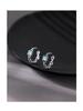 S925 Sterling Silver Sugar Cube Earrings with Personalized Blue Diamond Chain – Retro Distressed High-End Design