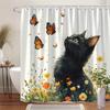 1Pc Black Cat Yellow Eyes Shower Curtain - Polyester Fabric, Machine Washable, Suitable For Bathroom Decoration