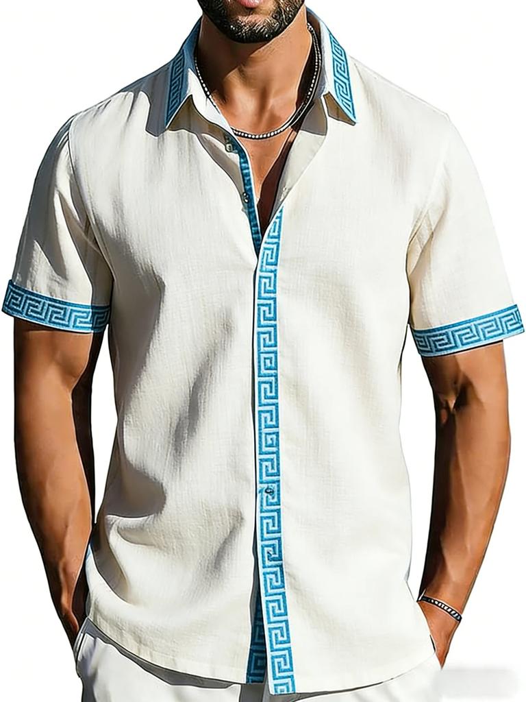 Men's Casual Short-sleeve Striped Shirt, Breathable Summer Essential