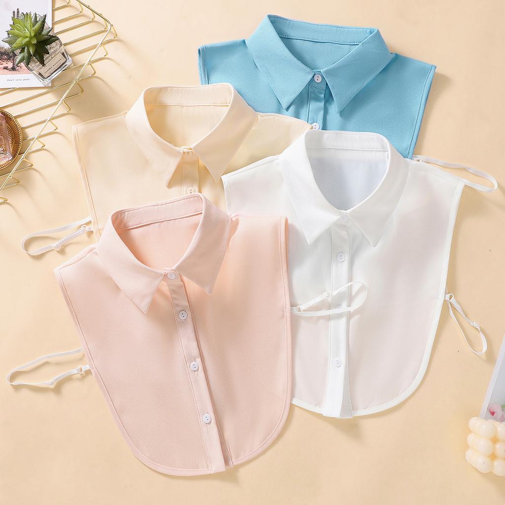 Chiffon Solid False Collar Casual Fake Collar Lapel Detachable Half Shirt Blouse Dickey Collar For Women