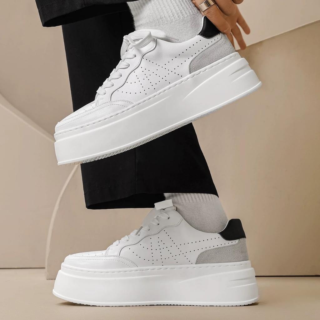 Herrskor Andningsbara Små Vita Skor Herrtrend Tjocksulade Höjdökande Sportskor Casual Boardskor Trendiga Skor