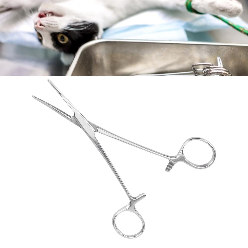 Surgical Haemostatic Hemostatic Forceps Stainless Steel Curved Tip Pliers Pet Hair Tweezers 16cm
