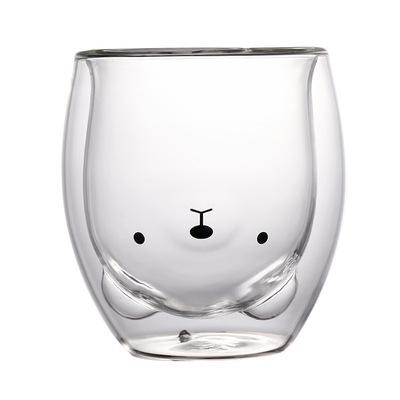 250ml Creative Cute Bear Double-layer Coffee Mug Double Glass Animal Milk Glass Lady Cute Cat Duck DogChristmas Gift Bar Tool
