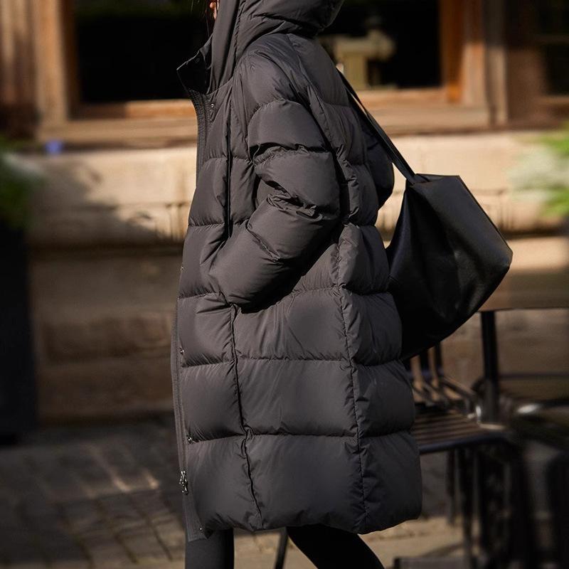 Cloud Pressure-sensitive Medium and Long Cold-proof and Warm Hooded Goose Down Jacket Winter New Women's Jacket