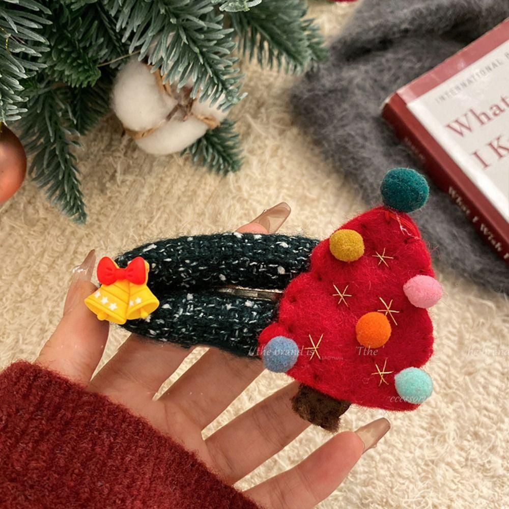 Felt Christmas Tree Hair Clip Elk Xmas Wool Barrettes Unique Santa Claus Hairpin  Girls