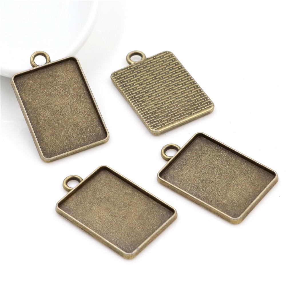 New Fashion 6pcs 18x25mm Inner Size 4 Style Rectangle Cabochon Base Setting Charms Pendant,Fit  18*25mm Rectangle Glass Cabochon