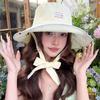 Double Sided Wearable Summer Sun Hat Ribbon Embroidered Cherry Bucket Hat Sunscreen Visor Cap  Girl