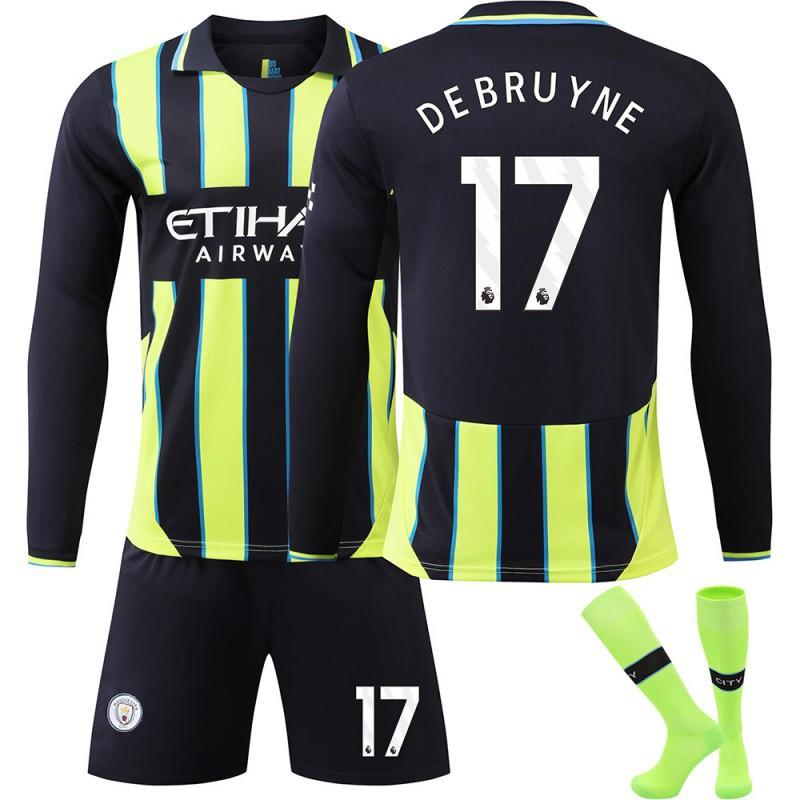 2425 Manchester City Away Shirt No. 9 Harland 17 De Braunet Long-sleeved Football Set Training Clothes