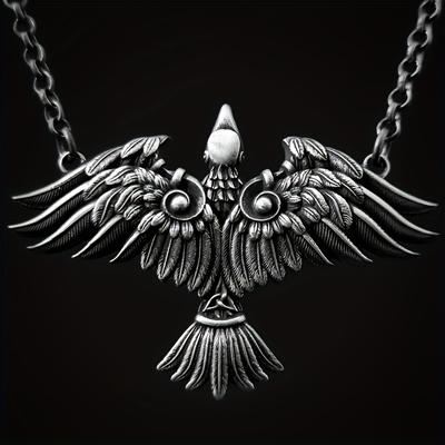 Collier Pendentif Viking Celtique Corbeau Oiseau Personnalisé Vintage Protecteur Moto Accessoires Moto