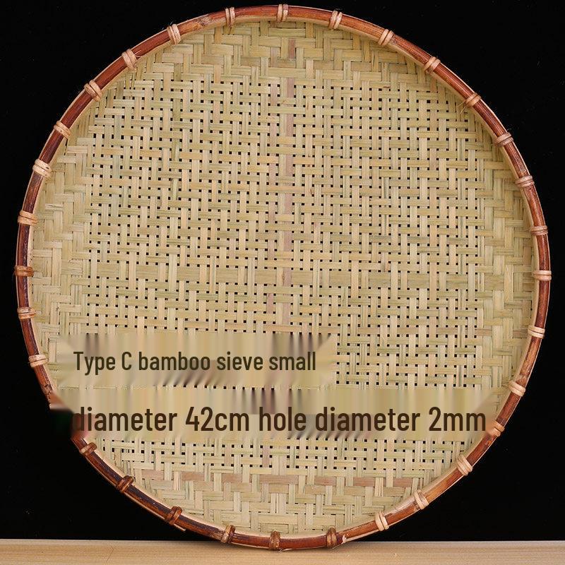 Large Handmade Bamboo Winnowing Basket - Round Woven Tray/Sieve for Drying or Decoration