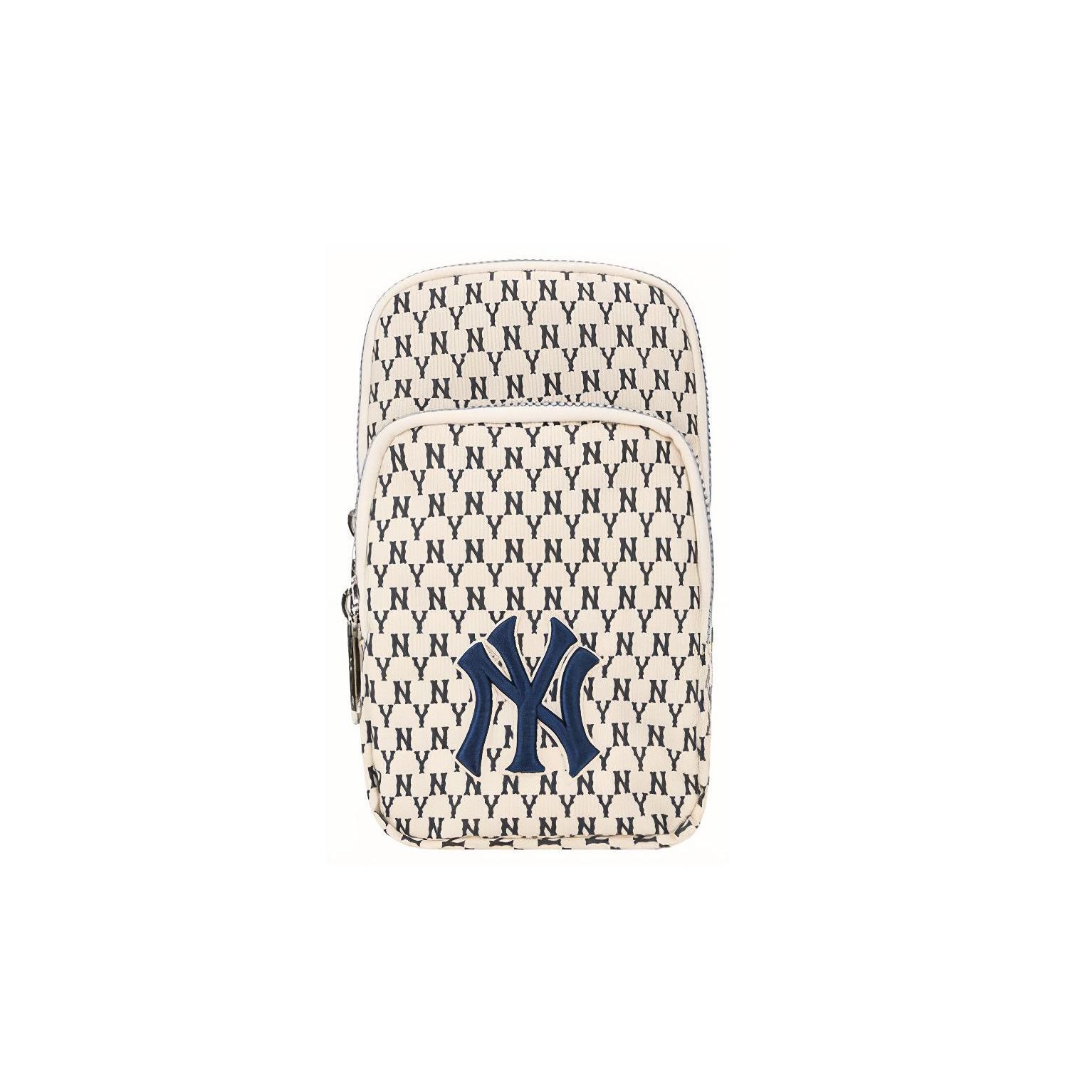 MLB Monogram Series New York Yankees Leather Crossbody Shoulder Bag Mini Unisex Bags White 32BGDK111-50I White