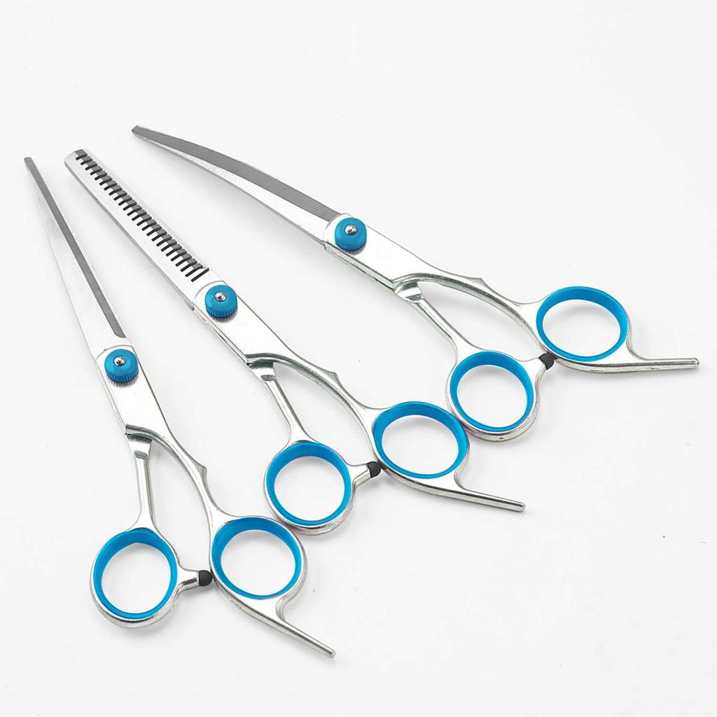 Tierhaarschere Hundeschere Trimmschere gebogene Schere Ausdünnschere Tierpflegeschere Set