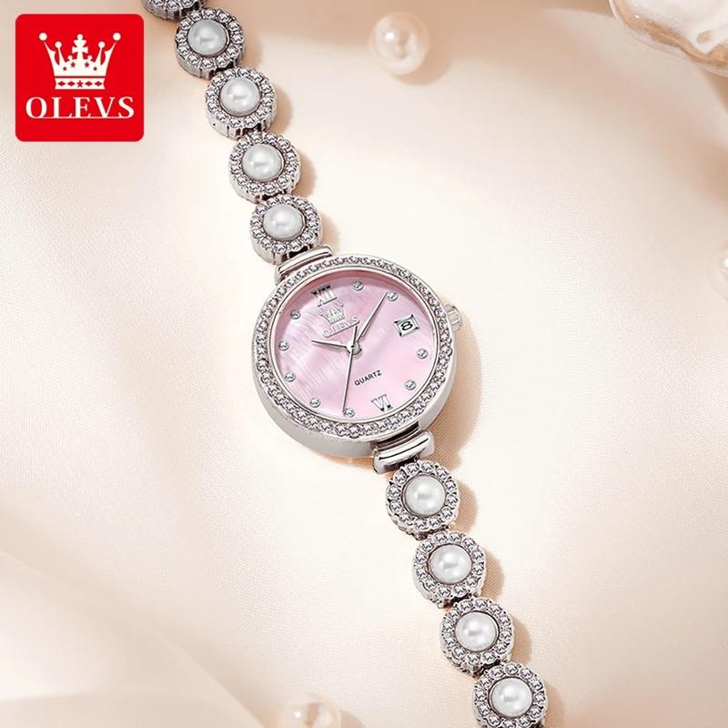 OLEVS Original Small Watches for Woman Ladies Quartz Elegant Diamond Gold Wristwatch Luxury Brands Waterproof Women Gifts