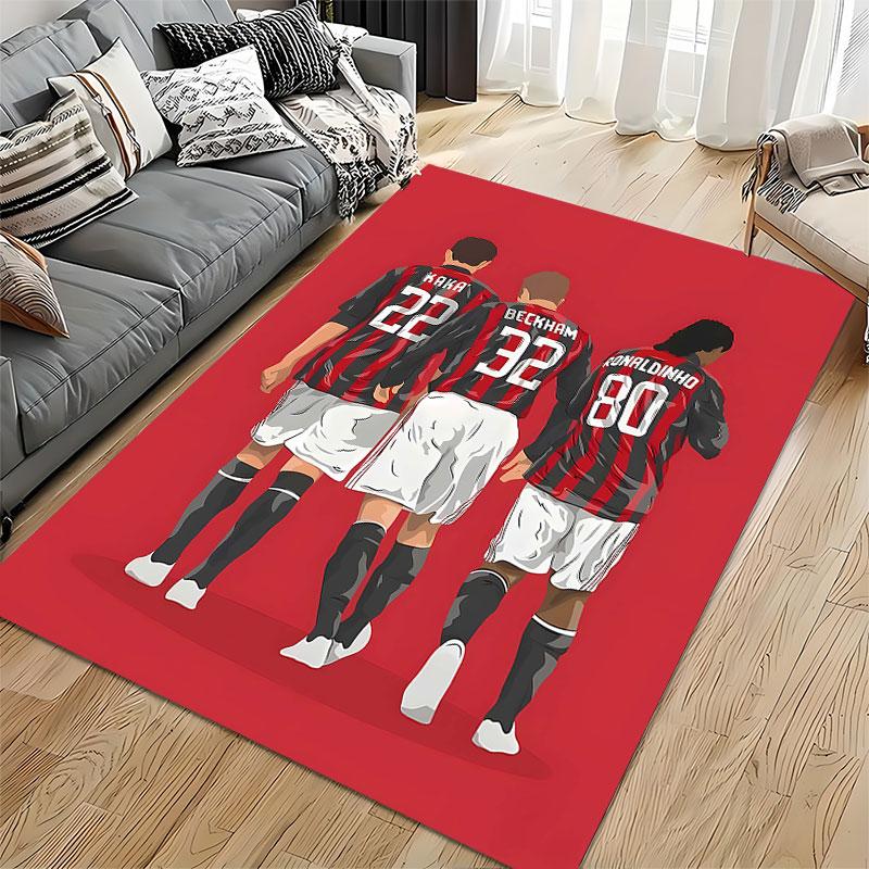 Soccer Legends Red & Black Carpet Suitable As a Non-slip Mat for the Living Room or Bedroom Sofa