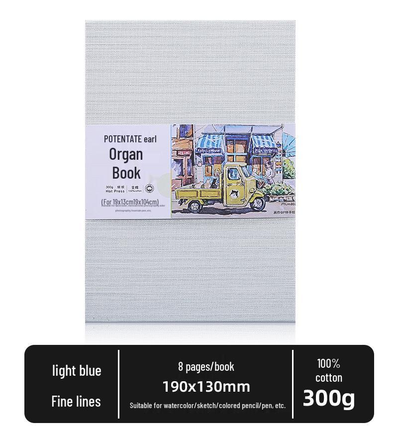 Accordion Watercolor Fabric Journal with Fine Grain Cotton Pulp Paper (30 Blank Postcards)