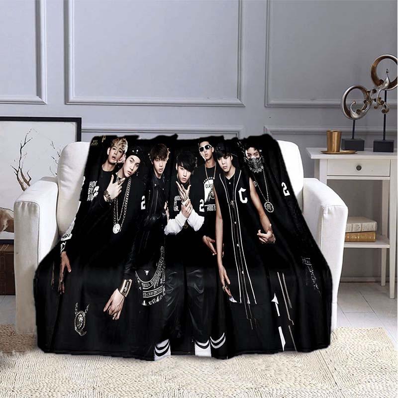 BTS Kpop Deken Plaid Kpop Cadeau Flanellen Deken voor Tienermeisjes Volwassenen Warm Pluche Plaid voor Bed Bank Sofa