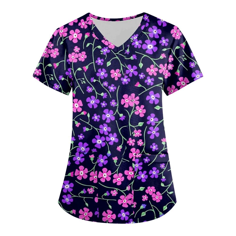 Summer Floral 3d Print Women's T-Shirt Casual Fashion V Neck Pullover Oversize Short Sleeve T-shirt Daily Tops Tees Size XXS-6XL