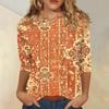 Women's Casual Loose Fit Top Three Quarter Sleeve Blouse with Fashion Printed Pattern Lightweight Comfortable Fabric