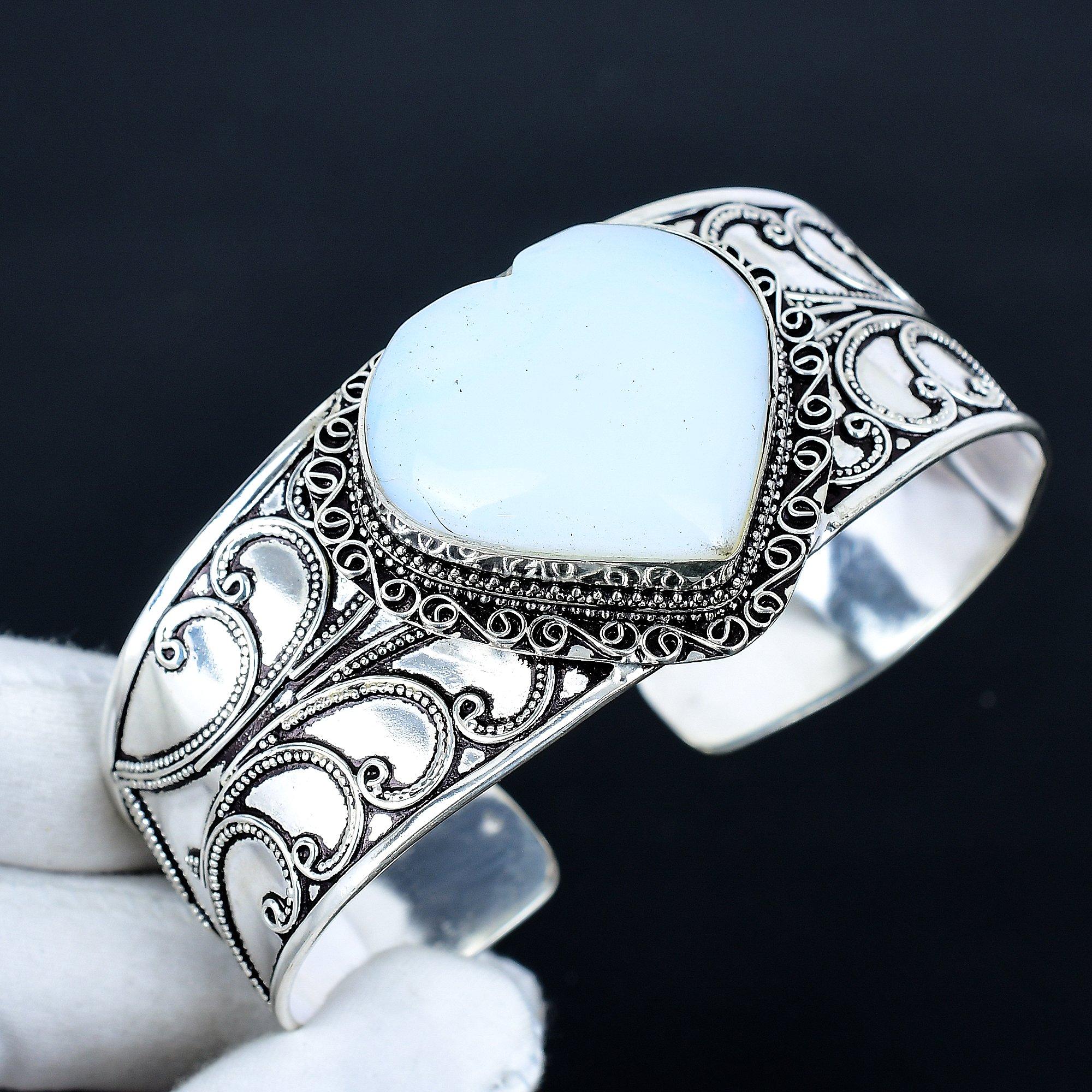 

Элегантный Браслет с Камнем Молочный Опал, Регулируемый Браслет-Браслет, Ювелирные Изделия из Стерлингового Серебра 925 Пробы, Подарок на Помолвку, Браслет с Молочным Опалом Для Любви Adjustable белый