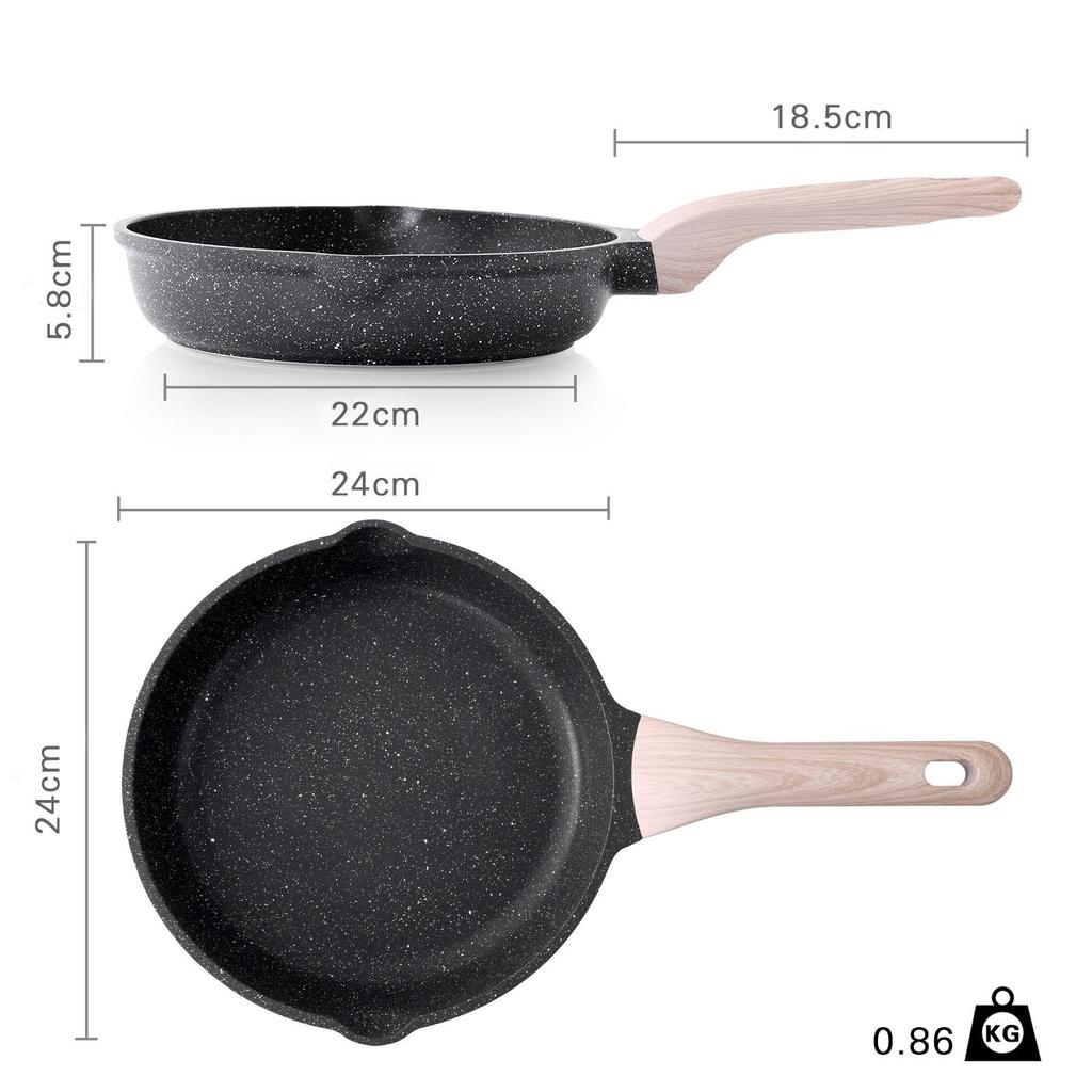 Non-Stick Flat-Bottomed Frying Pan for Steak, Omelette, Pancake, Breakfast, Stir-Fry, Gas & Induction Cookers