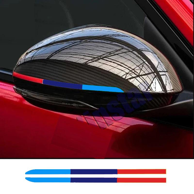 Waterproof Tricolor Stripe Vinyl Decals 2Pcs, Stylish Stickers for Car Side Mirror Body Decoration