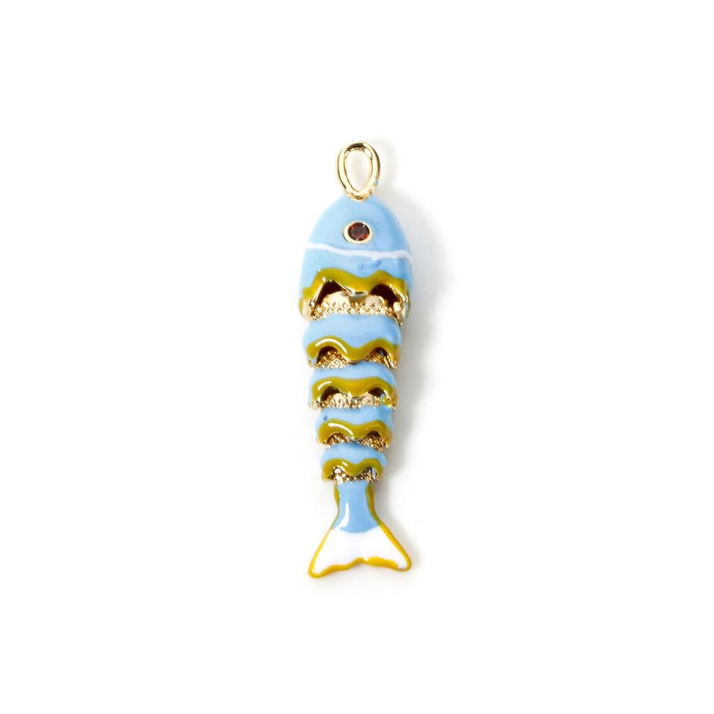 1 Pièce Laiton Océan 3D Émail Poisson Animal Charme Mobile Pendentif Plaqué Or 18K Pour Collier Fabrication DIY 4,1 cm x 1 cm