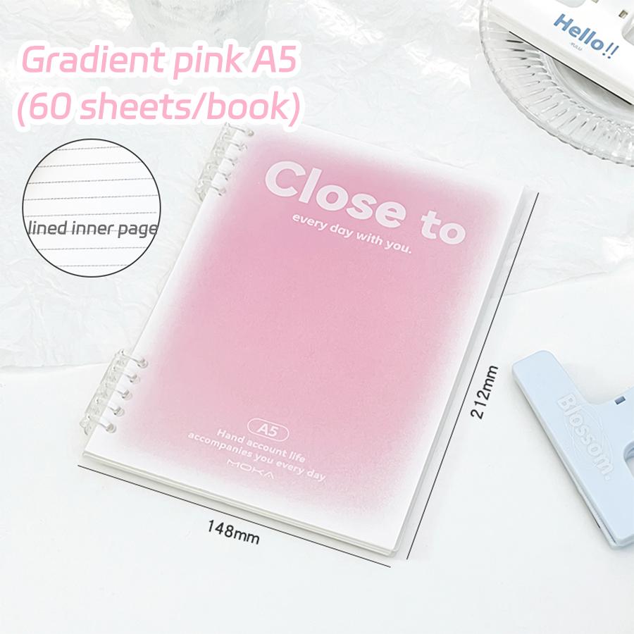 A5 Loose-Leaf Notebook 60 Sheets Binder Lined Book Kawaii Note Stationery School Office Supplies Students Writing Notebook