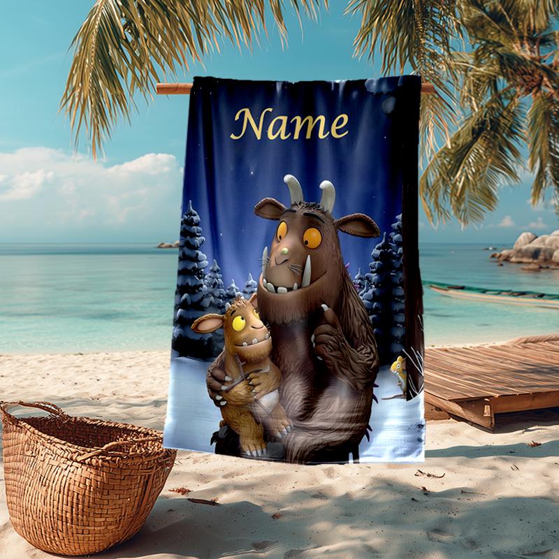 Custom Name Ultra-Soft Beach Towel with The Gruffalo Theme,Ideal for Pool - Camping, Diving - Perfect Travel Essential, Vibrant Beach Towel.
