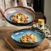 9-inch Irregular Ceramic Dishes Vintage Pasta Dish Ceramic Dishes Household Salad Plate Kitchen Soup Plate Ceramic Dishes